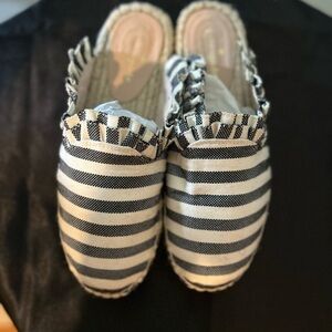 Striped Kate Spade slip on sandals